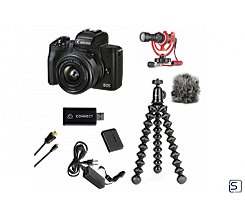 CANON Canon EOS M50 MK II Livestream Kit Systemkamera mit Objektiv 15-45mm, 7,5 cm Display Touchscreen, WLAN leasen